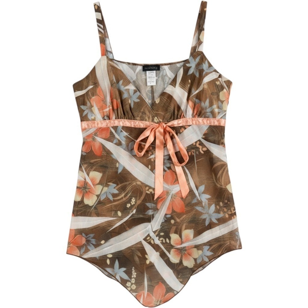 HeRSTORY Floral Handkerchief Hem Boho Tank Top XL Cottagecore